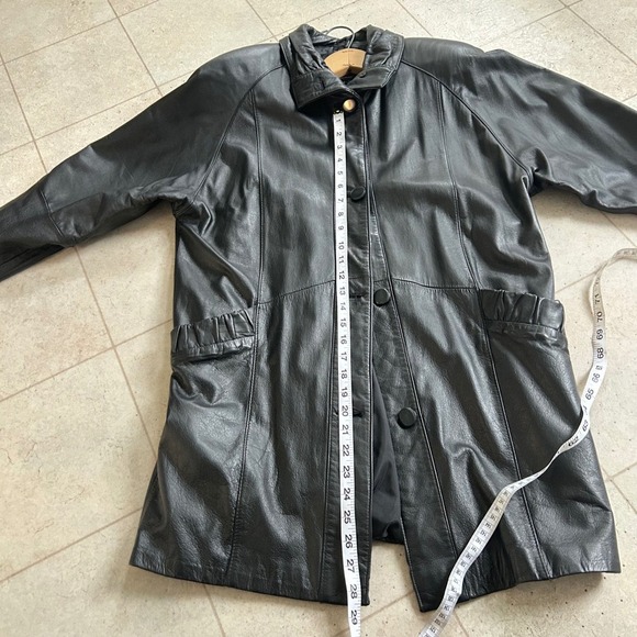 Vintage Pelle Leather Jacket Black Button Front Classic Style - Men's Small - Picture 7 of 9